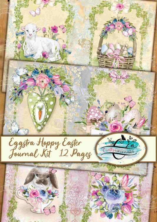 Eggstra Hoppy Easter Junk Journal Kit - 12 Pages Instant Download & Print Digital Scrapbook Paper, Cardmaking, Collage Paper, Spring, Easter