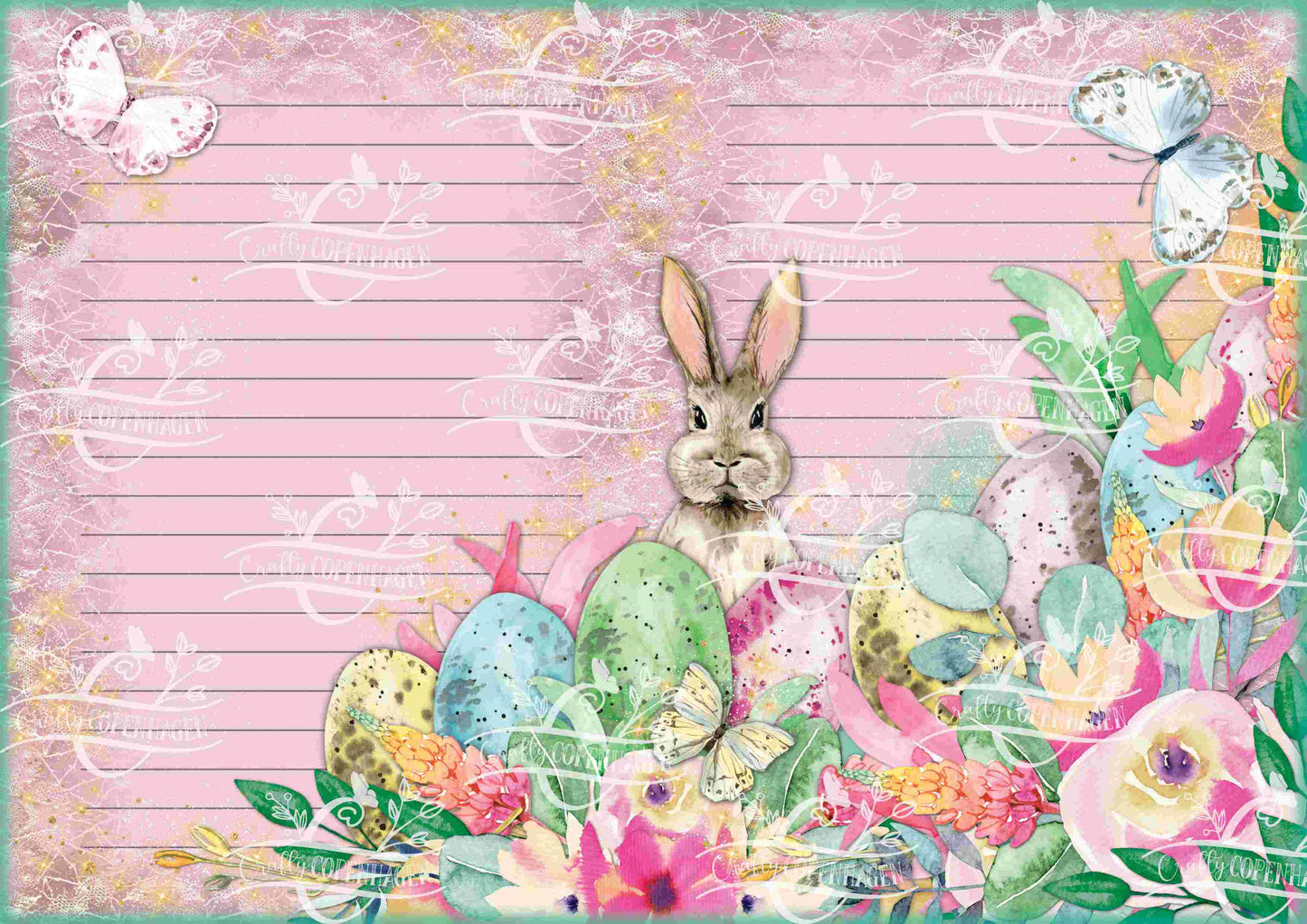 Some Bunny Loves YOU Background & Writing Pages Kit - 12 Pages Instant Download Digital Scrapbooking, Journal Paper, Spring, Easter