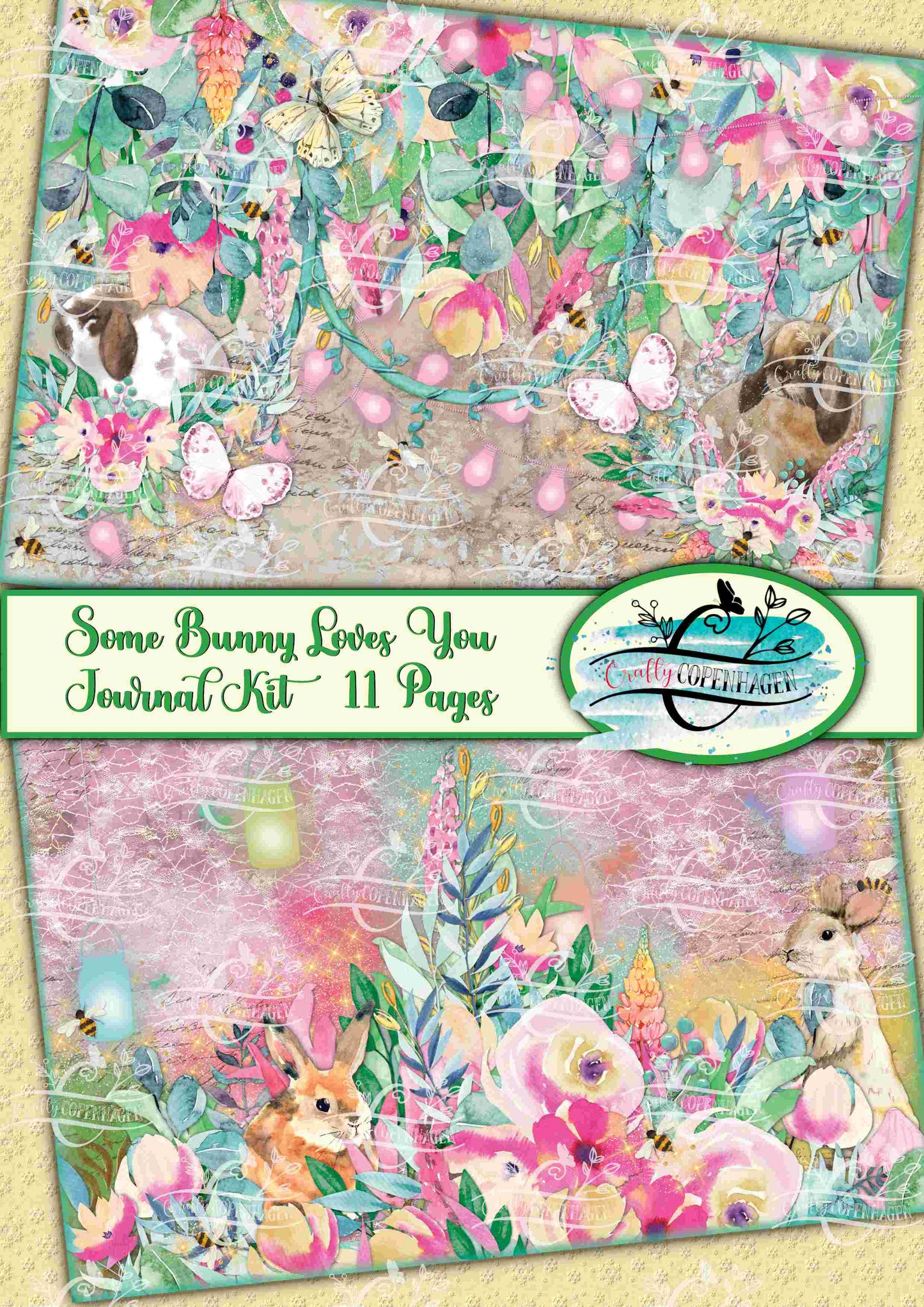 Some Bunny Loves YOU Junk Journal Kit - 11 Pages Instant Download & Print Digital Scrapbook Paper, Cardmaking, Collage Paper, Spring, Easter
