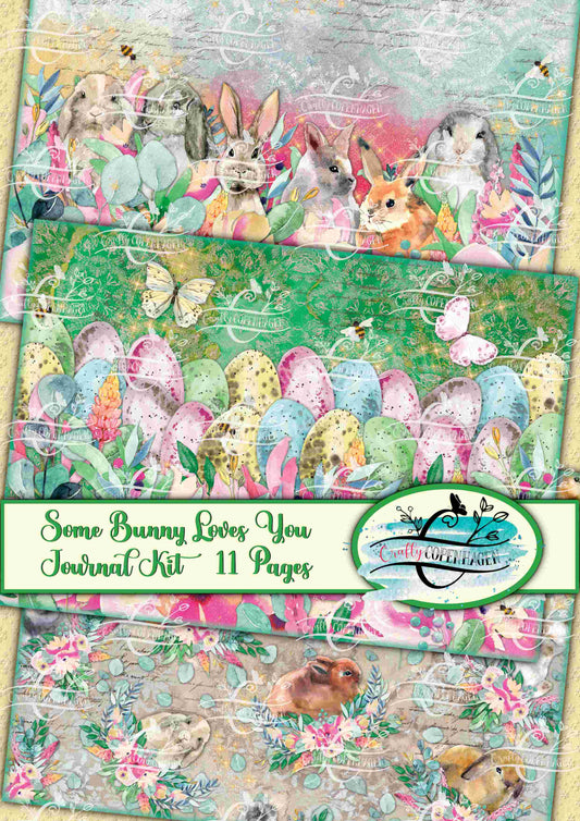 Some Bunny Loves YOU Junk Journal Kit - 11 Pages Instant Download & Print Digital Scrapbook Paper, Cardmaking, Collage Paper, Spring, Easter