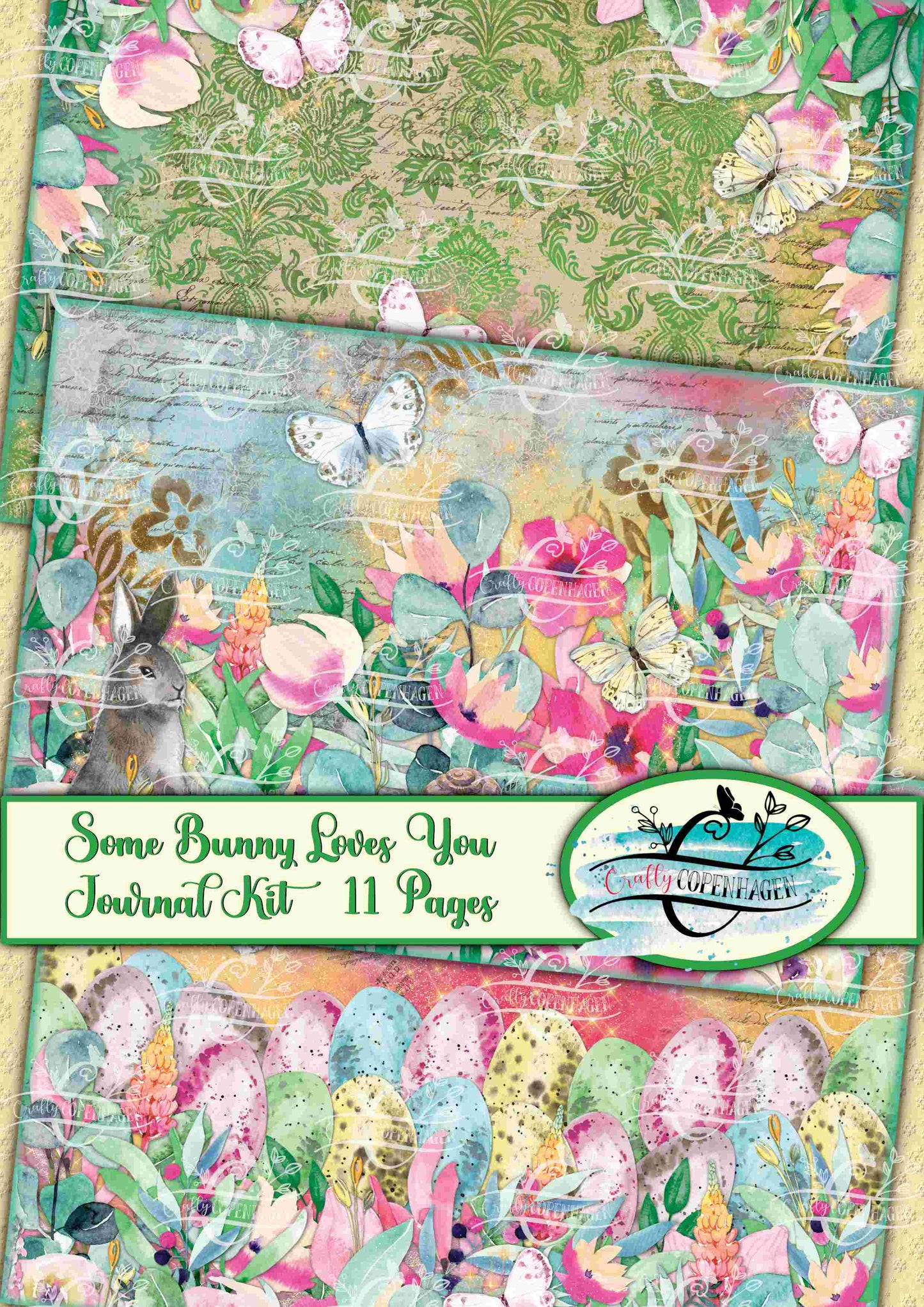 Some Bunny Loves YOU Junk Journal Kit - 11 Pages Instant Download & Print Digital Scrapbook Paper, Cardmaking, Collage Paper, Spring, Easter
