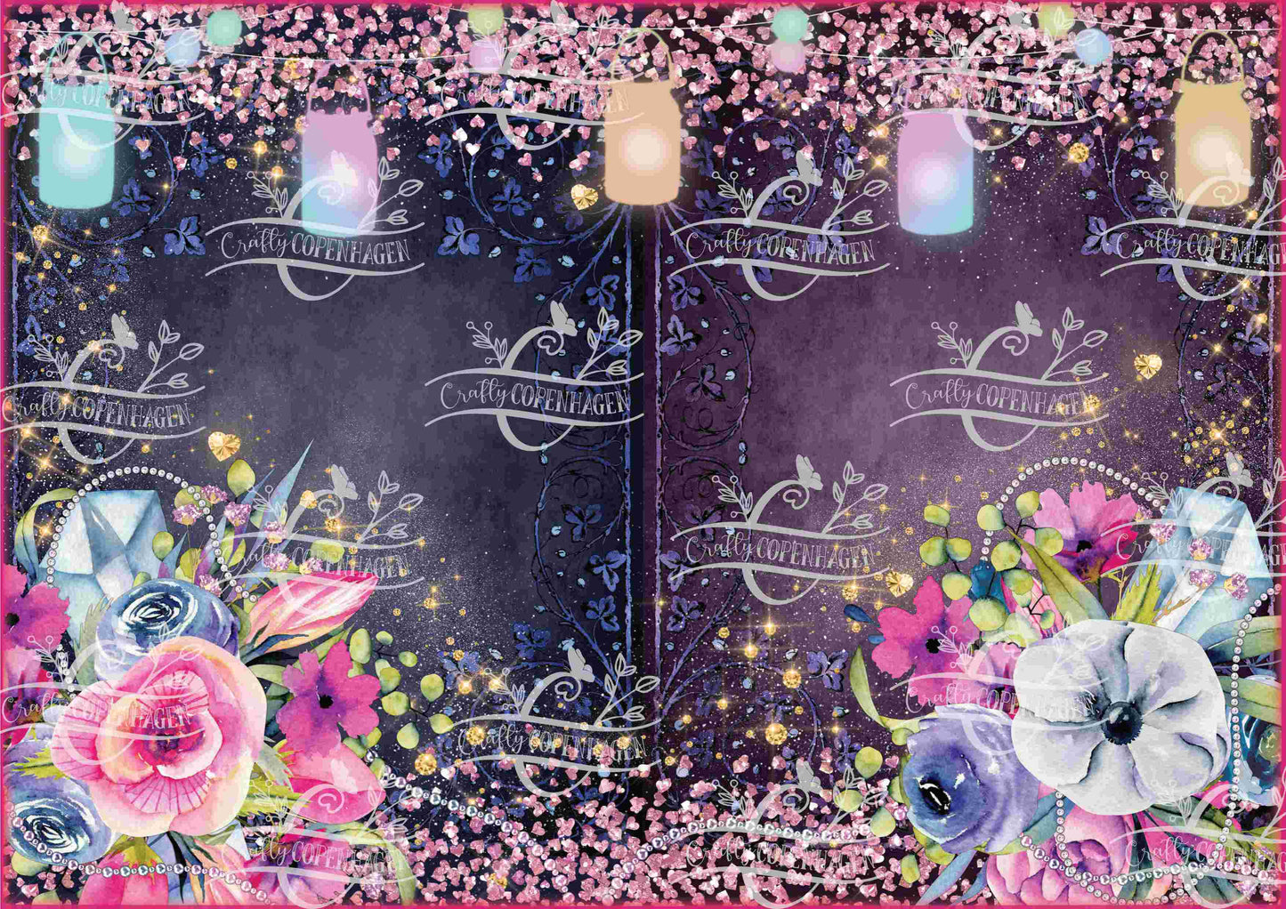 Serenade of the Evening Blossoms Journal Design Pages Kit - 16 Pages Instant Download & Print Digital Scrapbooking Paper, Collage Paper