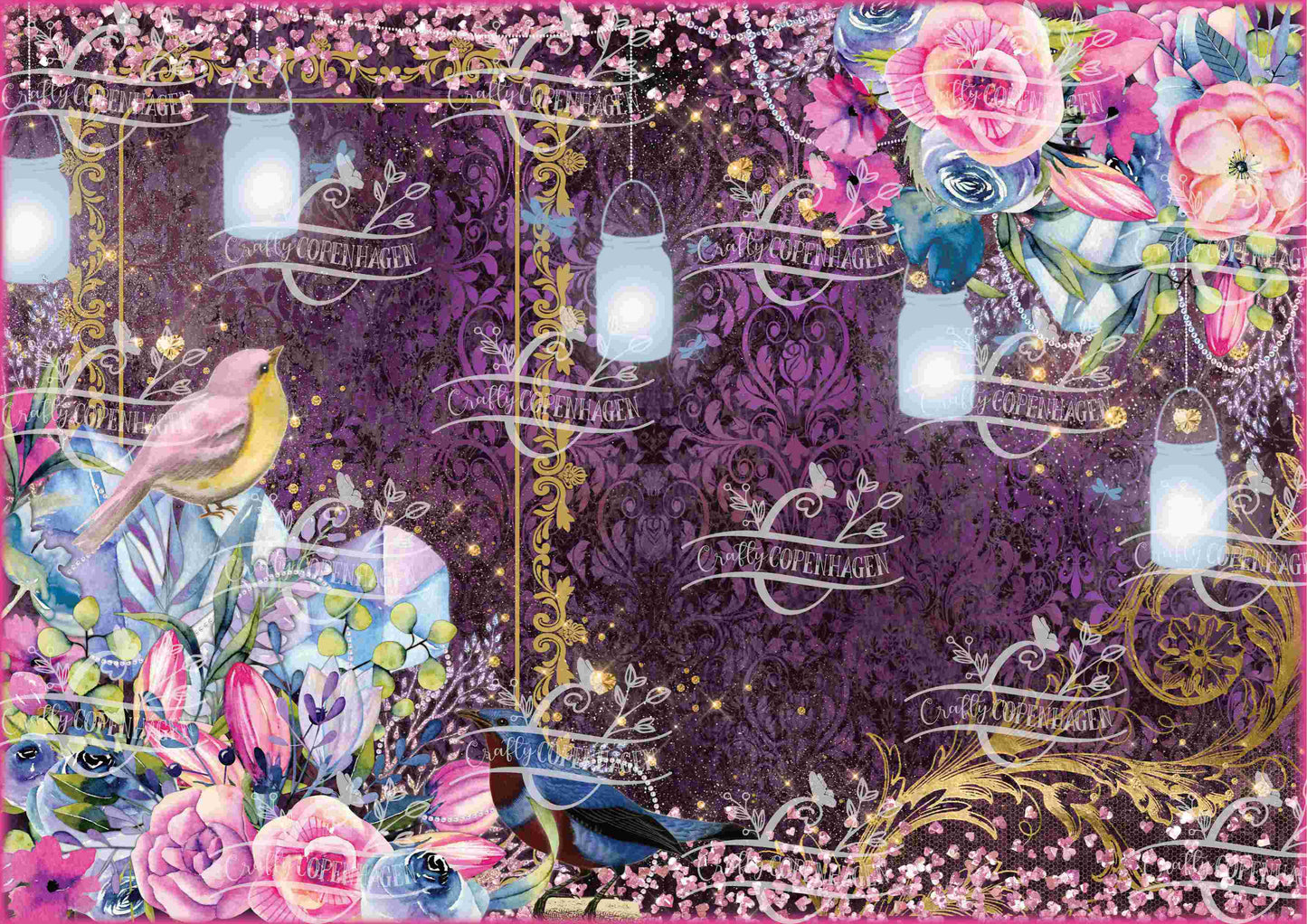 Serenade of the Evening Blossoms Journal Design Pages Kit - 16 Pages Instant Download & Print Digital Scrapbooking Paper, Collage Paper