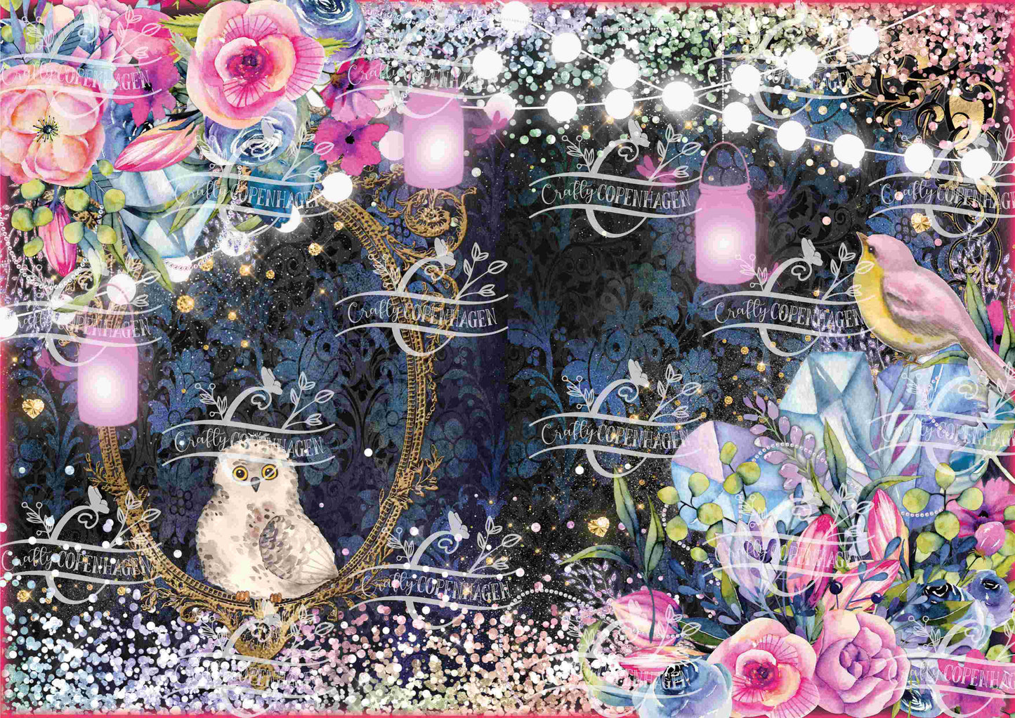 Serenade of the Evening Blossoms Journal Design Pages Kit - 16 Pages Instant Download & Print Digital Scrapbooking Paper, Collage Paper