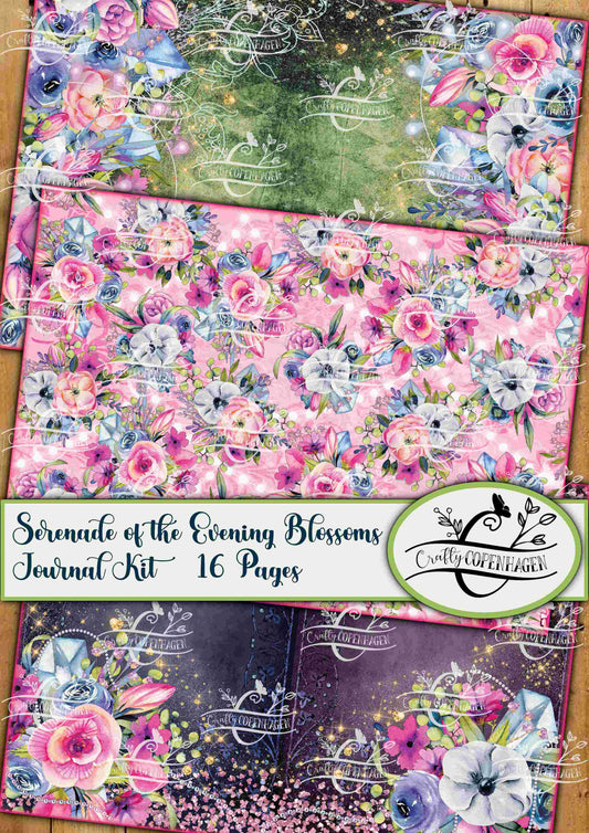 Serenade of the Evening Blossoms Journal Design Pages Kit - 16 Pages Instant Download & Print Digital Scrapbooking Paper, Collage Paper