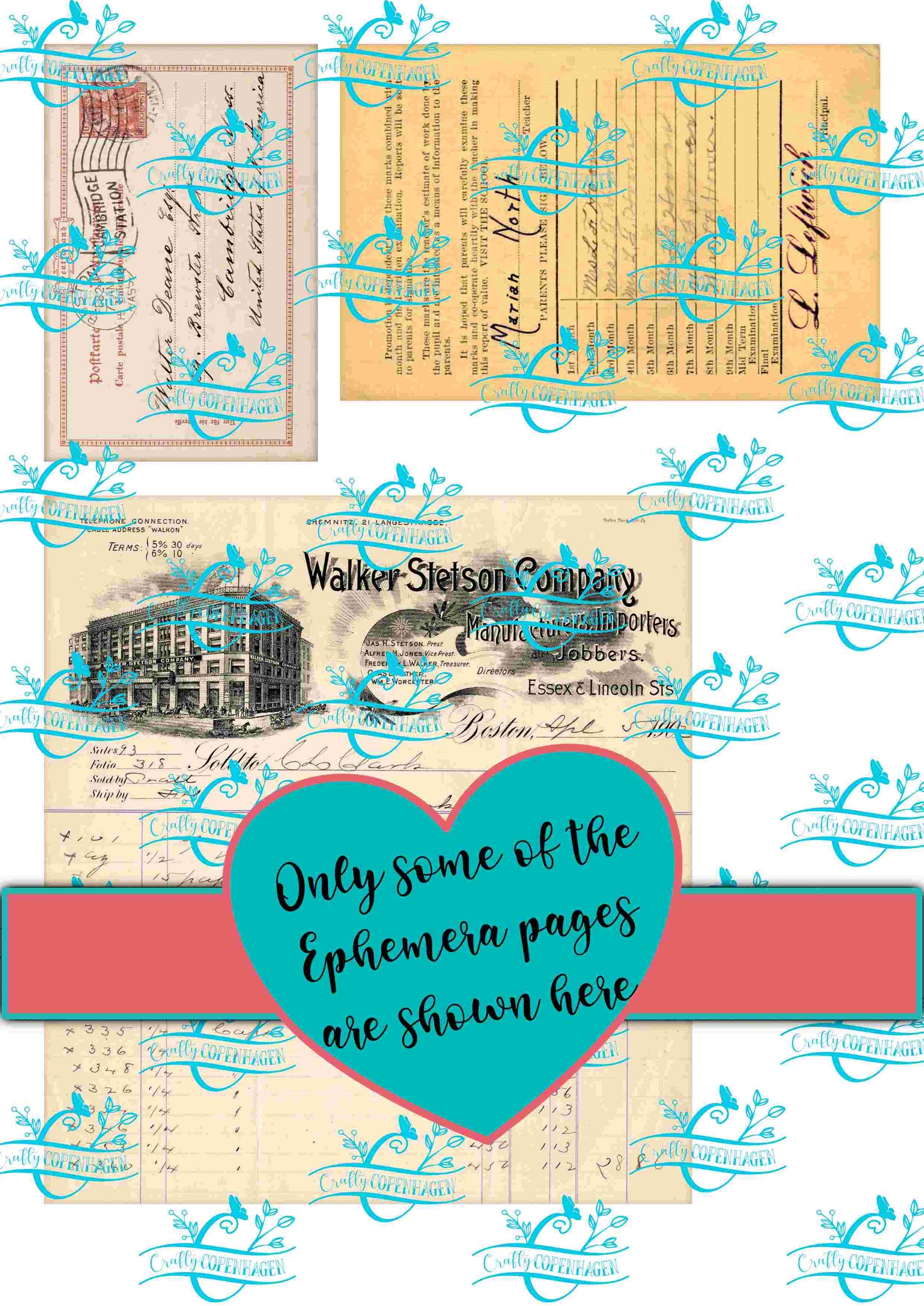 Antique Documents Ephemera Kit 1 - 43 Vintage Ephemera on 20 Pages, Instant Download & Print, 1700s, 1800s, early 1900s, handwritten letters