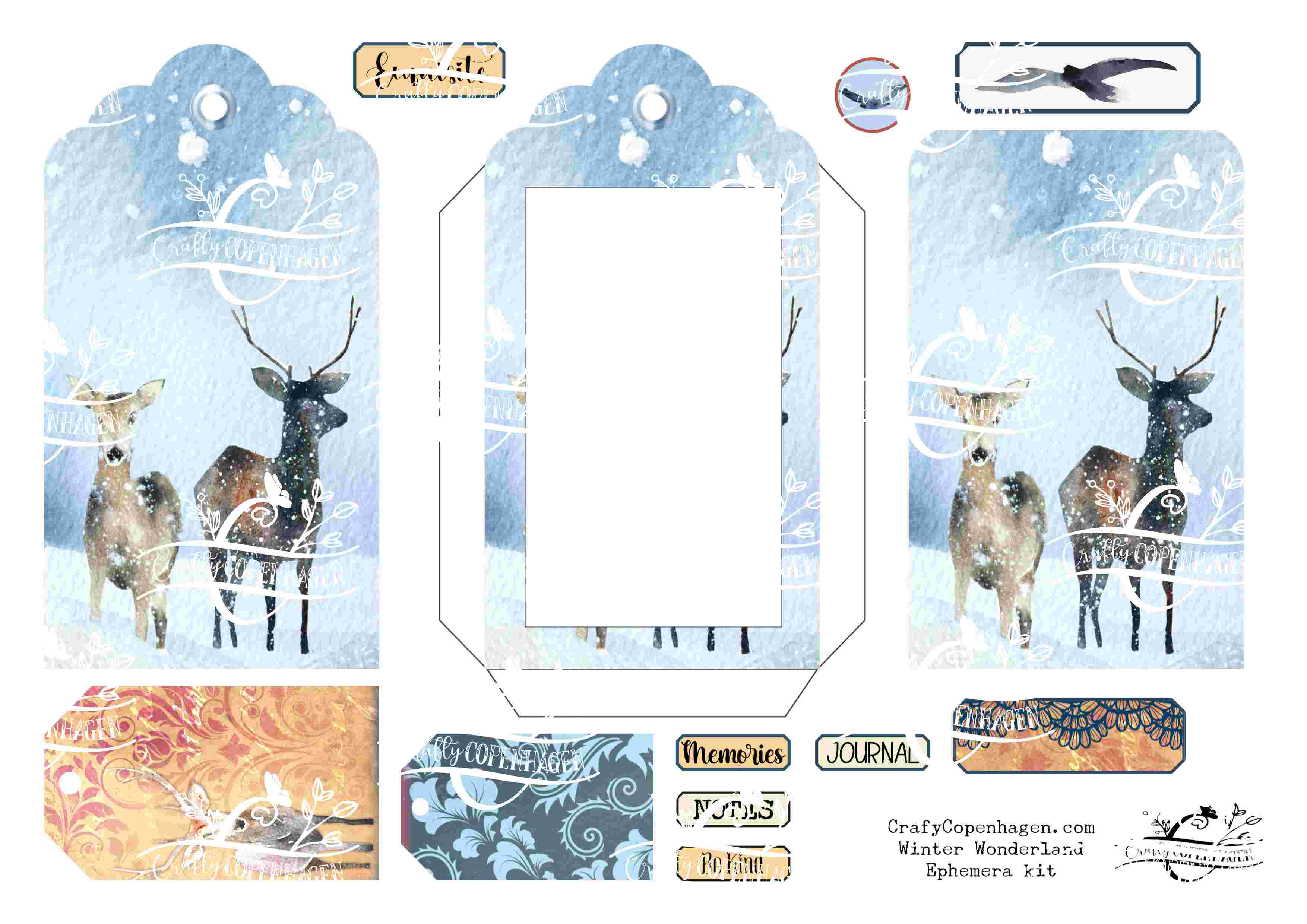 Winter Wonderland Ephemera Kit - 80+ Elements on 10 Pages for 